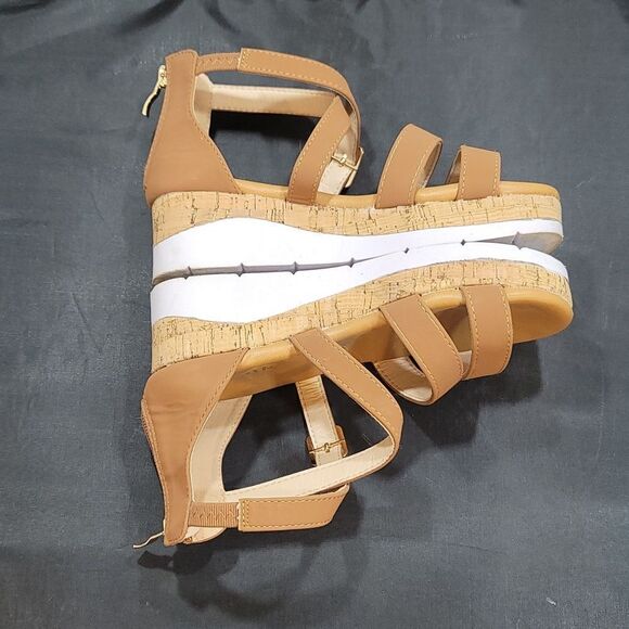 GIRLS OPEN TOE CORK  MULTI STRAP SANDALS - Picture 8 of 13
